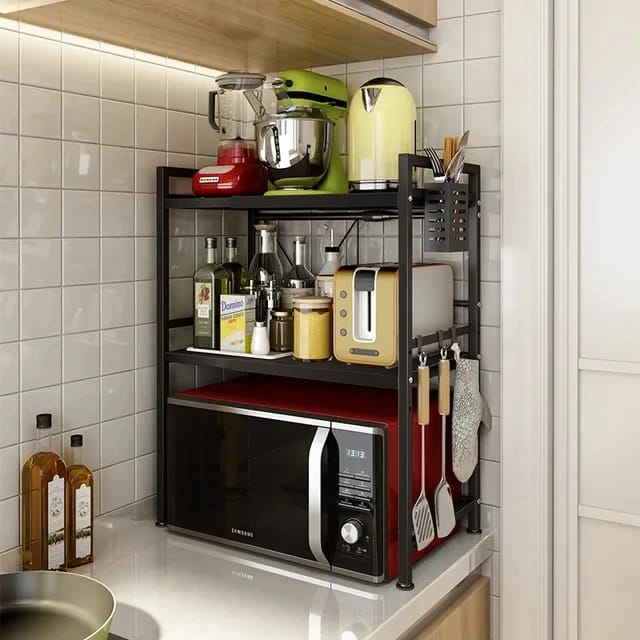 2 Tier Heavy Duty Telescopic Adjustable Microwave Stand