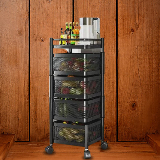 4 Tier Squared Design Rotating Fruit Vegetable Rack