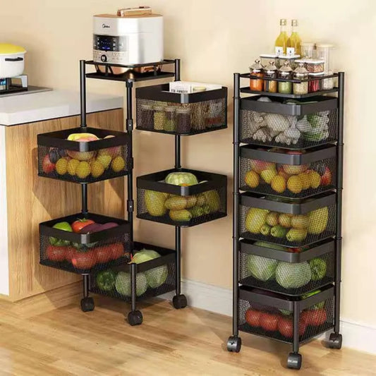 5 Tier Squared Design Rotating Fruit Vegetable Rack