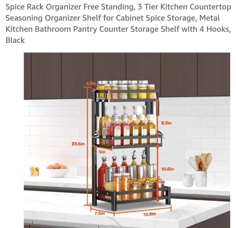 3-tier multifunctional spices storage rack