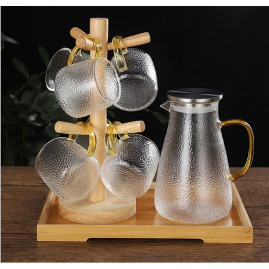 9pcs Set Transparent Coffee/Tea Pot Hot/Cold Water Pitcher