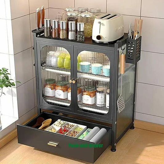 Minimalist Kitchen Countertop Dish Rack with Drawers