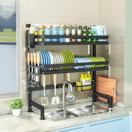 Double layer over the sink dish rack