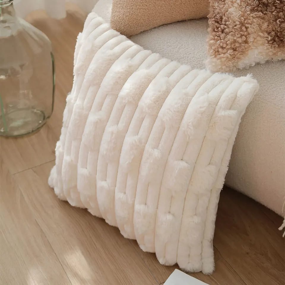 White Plush Soft Cushion Cover