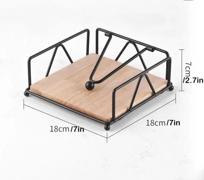 Luxury metallic serviette/napkin holder with bamboo base