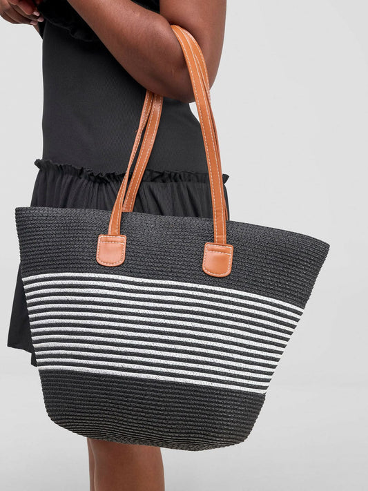 Vintage Papyrus Straw Woven Beach Bag