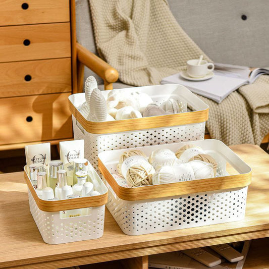 3pcs set nordic multipurpose storage baskets with goldish lining