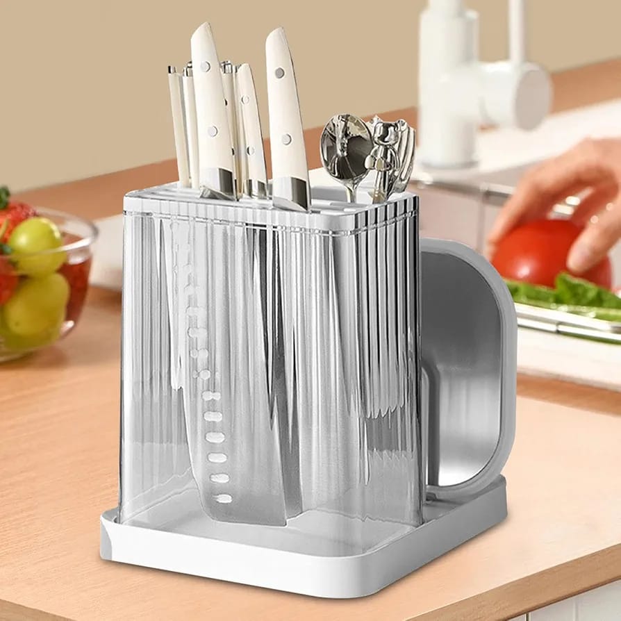 Multifunctional cutlery organizer with chopping board holder and knife organizer