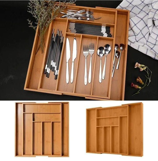Multifunctional Bamboo Drawer Organizer