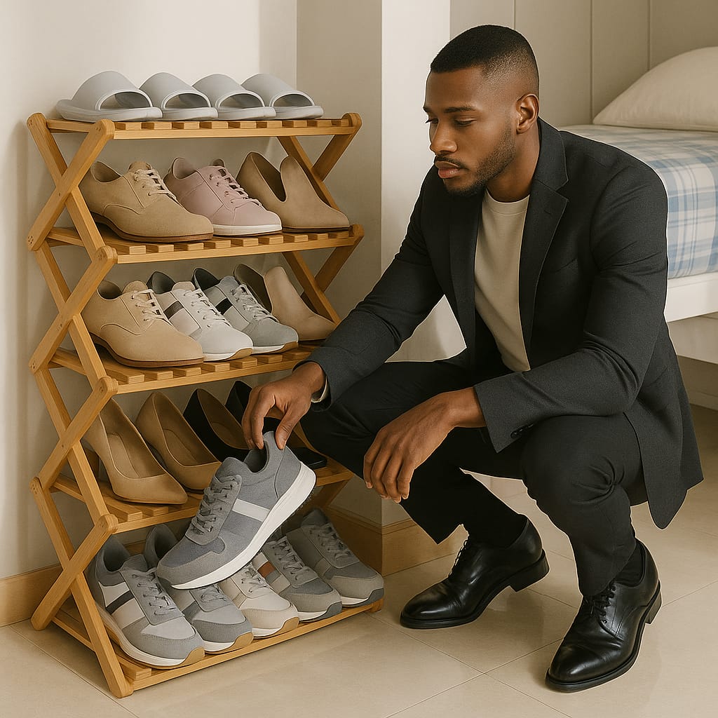 Foldable Bamboo Shoe Rack Stand