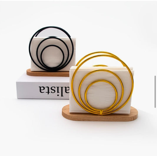 Elegant Metal Napkin Holders with Wooden Base
