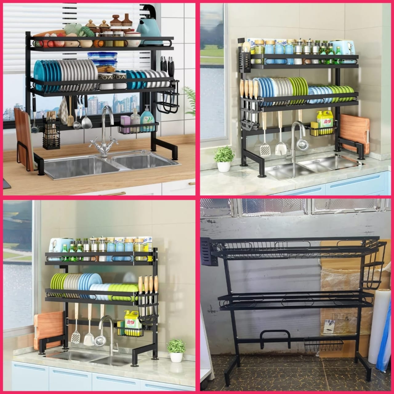 Double layer over the sink dish rack